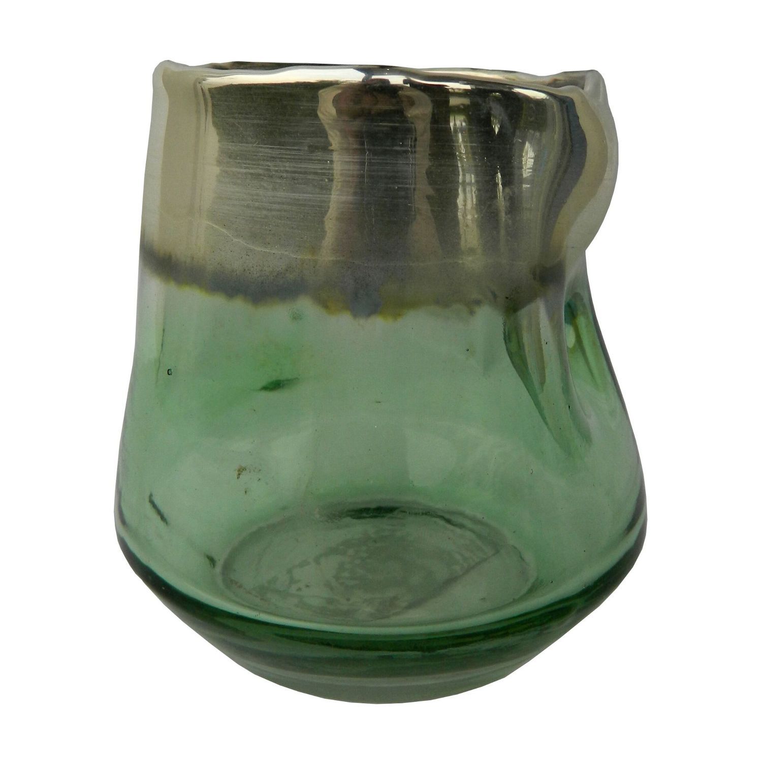 4,5-дюймовый подсвечник из зеленого и золотого стекла с ободком декорирование вещицы декоративный стеклянный подсвечник ngb 2