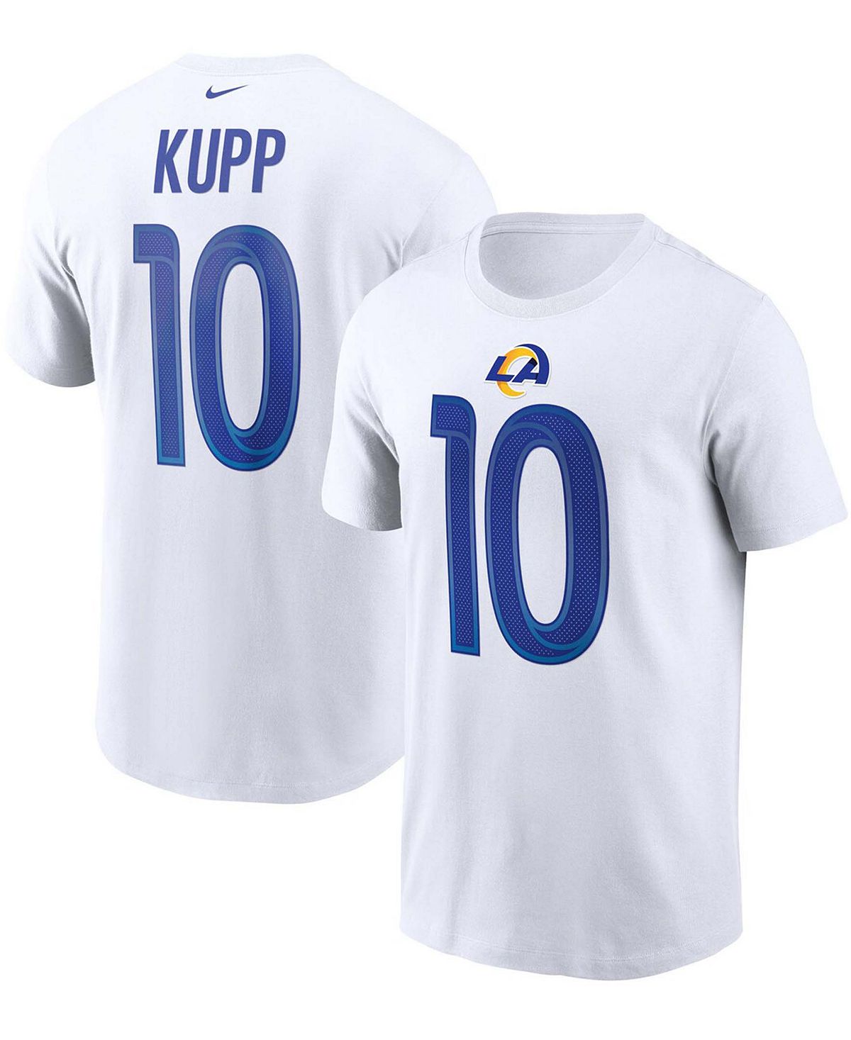 Мужская белая футболка Cooper Kupp Los Angeles Rams с именем и номером Nike