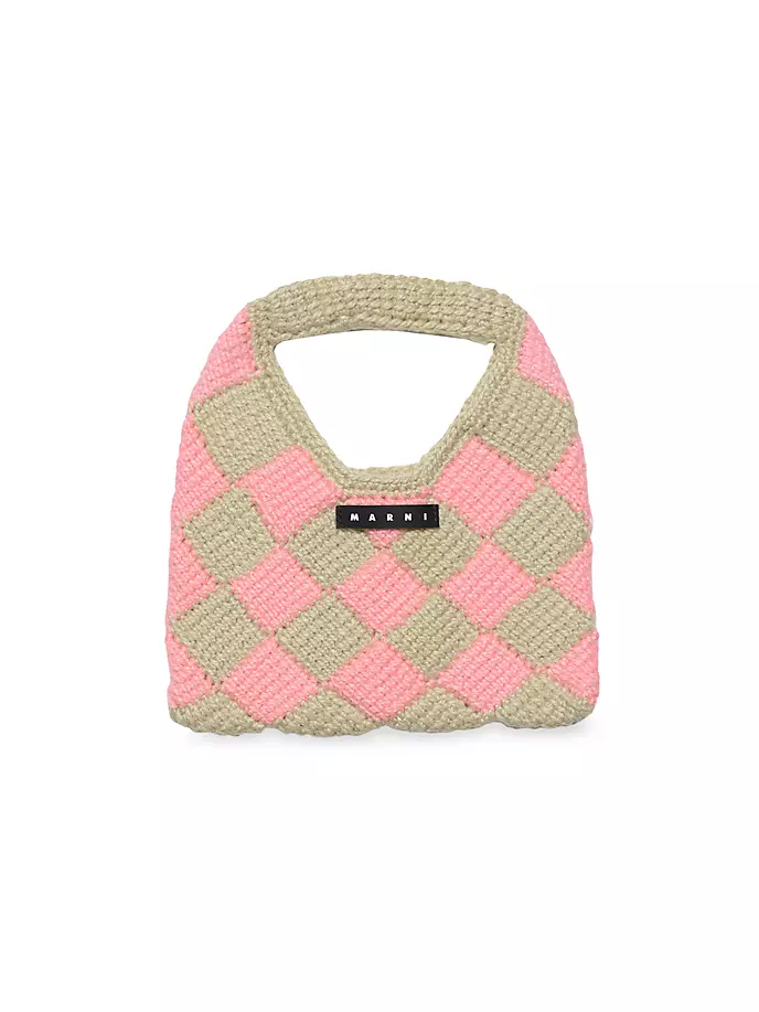

Вязаная крючком сумка с бриллиантами для девочки Marni, цвет light green pink
