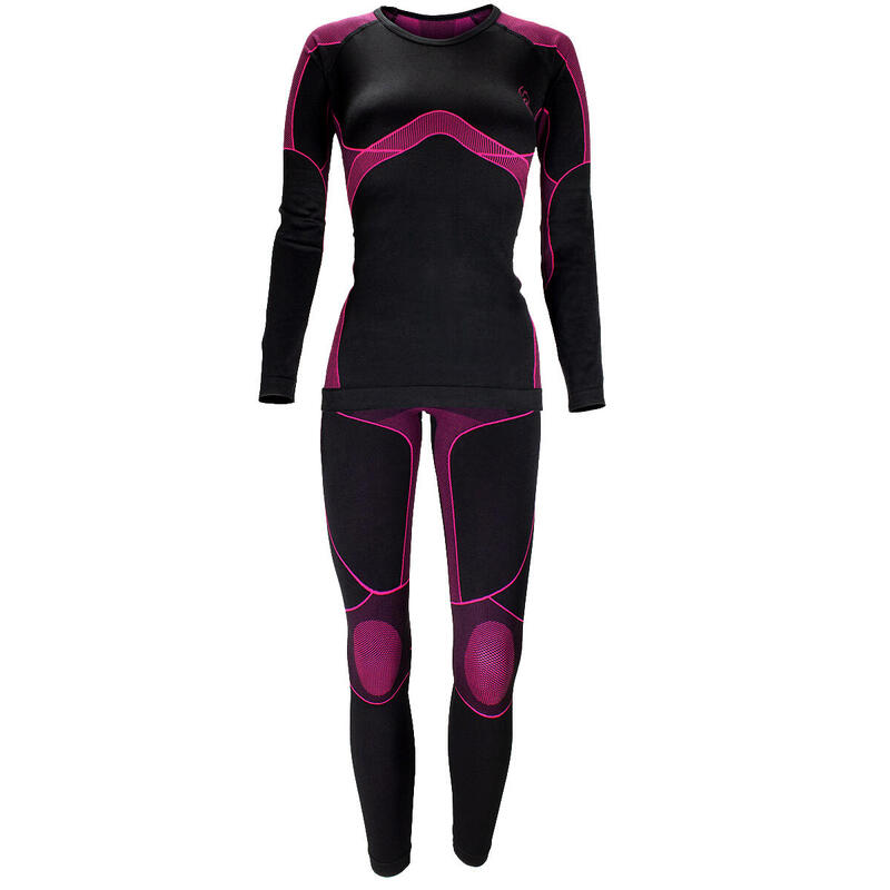Комплект женского функционального нижнего белья | Термобелье | Бесшовные | Черный розовый BLACK SNAKE, цвет rosa