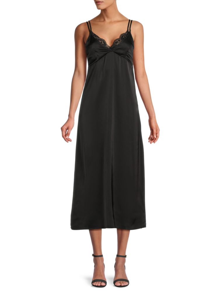 Атласное платье-комбинация миди Lea & Viola, черный