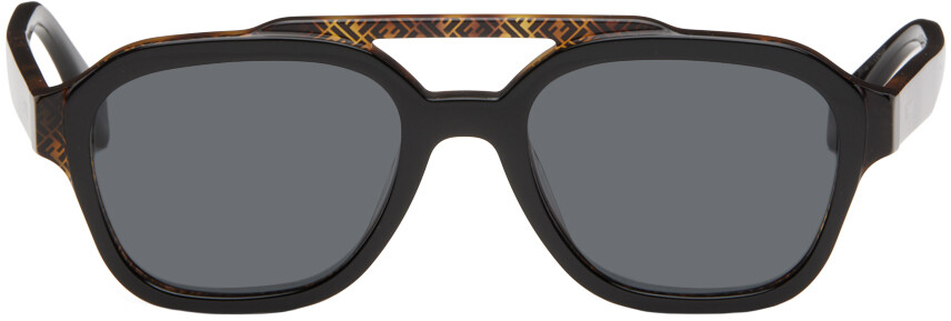 

Черные и черепаховые двухслойные солнцезащитные очки Fendi