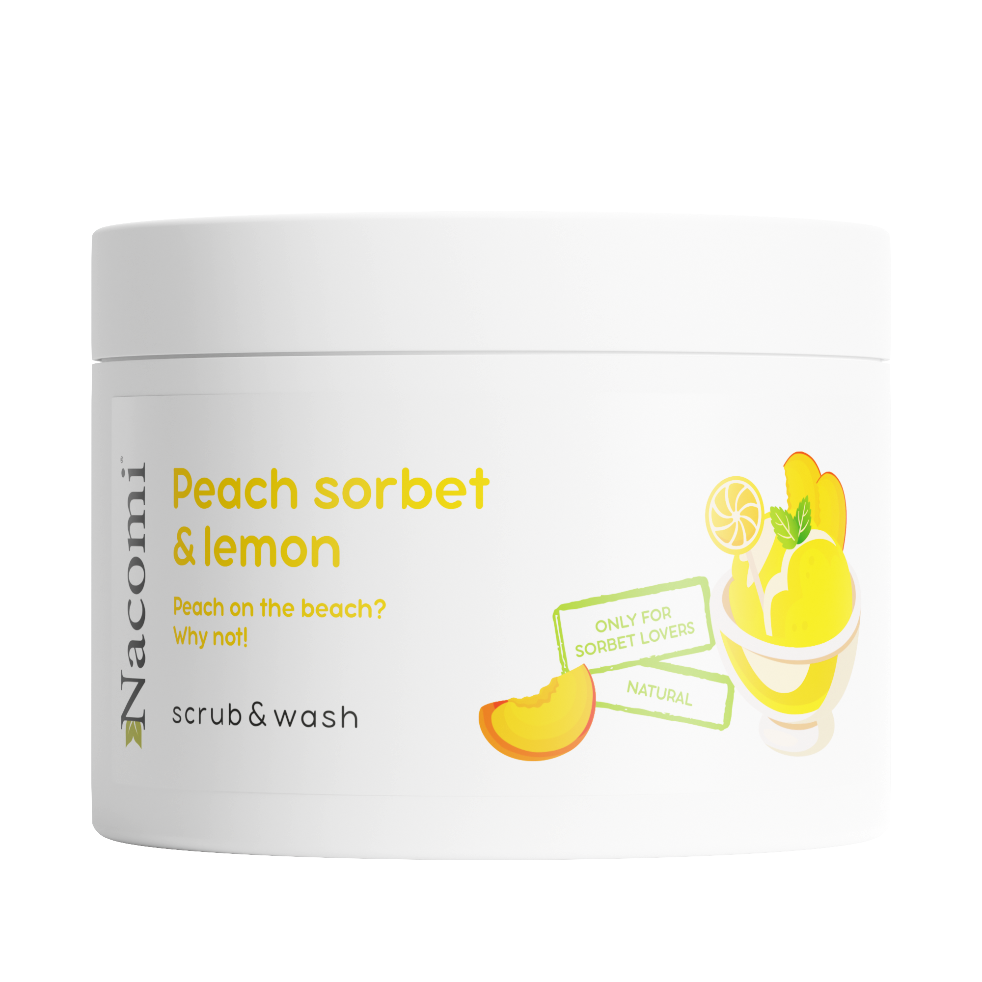 Скраб для тела Nacomi Peach Sorbet&Lemon, 100 мл пилинг для тела dr sea ароматический пилинг для тела с маслами лаванды ванили и пачули
