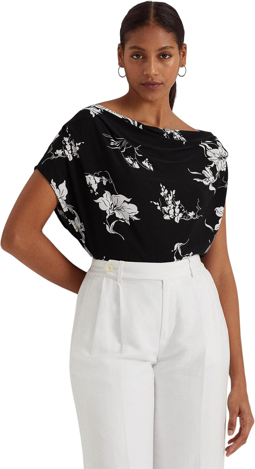 

Футболка из эластичного джерси с цветочным принтом LAUREN Ralph Lauren, цвет Black/White