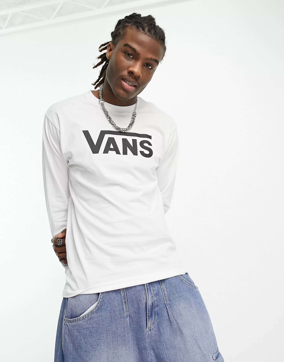 

Белая футболка с длинными рукавами и логотипом Vans classic, Белый