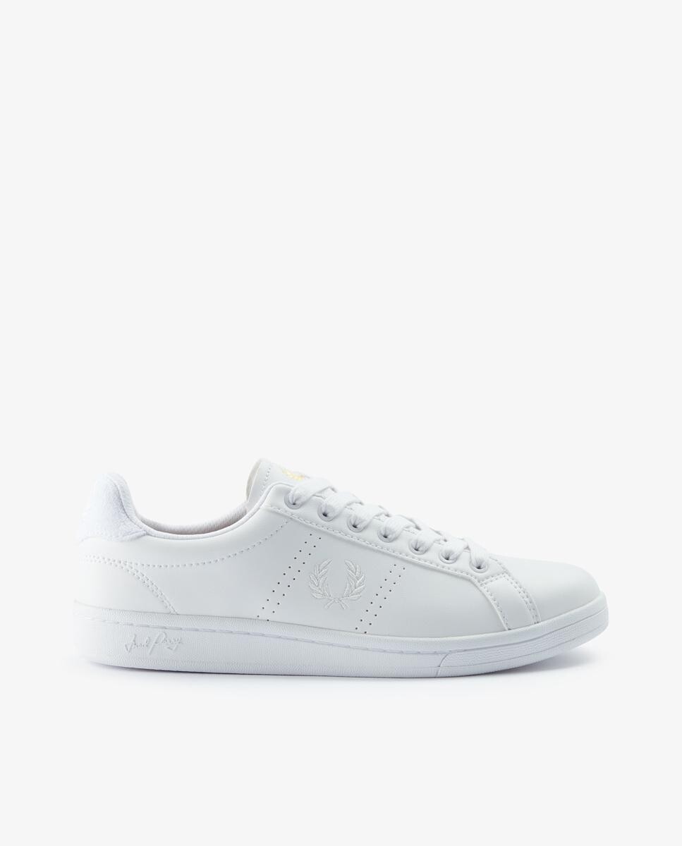 

Кожаные кроссовки унисекс с белыми шнурками и логотипом сбоку Fred Perry, белый