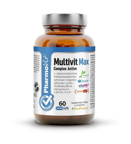 Комплекс витаминов и минералов в капсулах Pharmovit Multivit Max Kapsułki, 60 шт витамин с now 500 мг в капсулах 100 шт