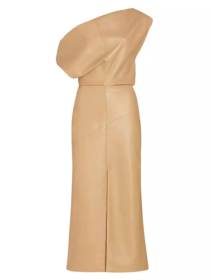 Кожаное платье-миди с открытыми плечами Proenza Schouler, цвет light khaki