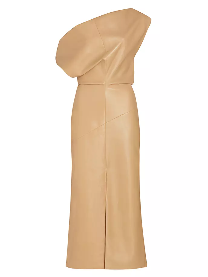 

Кожаное платье-миди с открытыми плечами Proenza Schouler, цвет light khaki