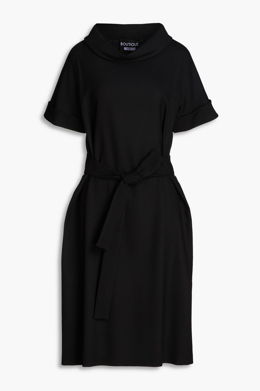 Платье из крепа с поясом BOUTIQUE MOSCHINO, черный