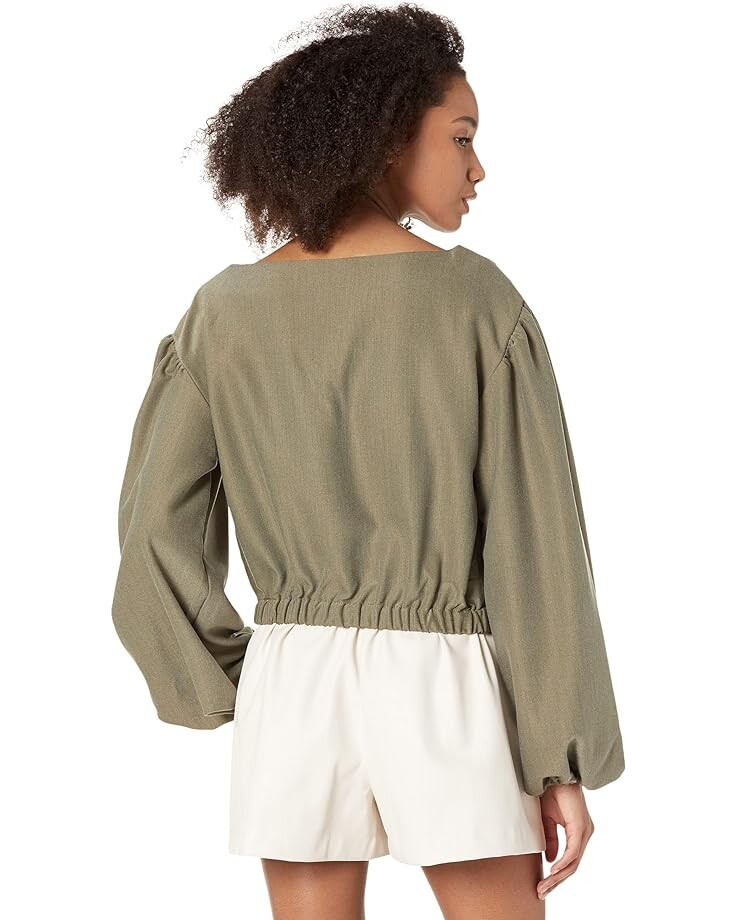 

Топ line and dot Alexis Balloon Sleeve Top, оливковый