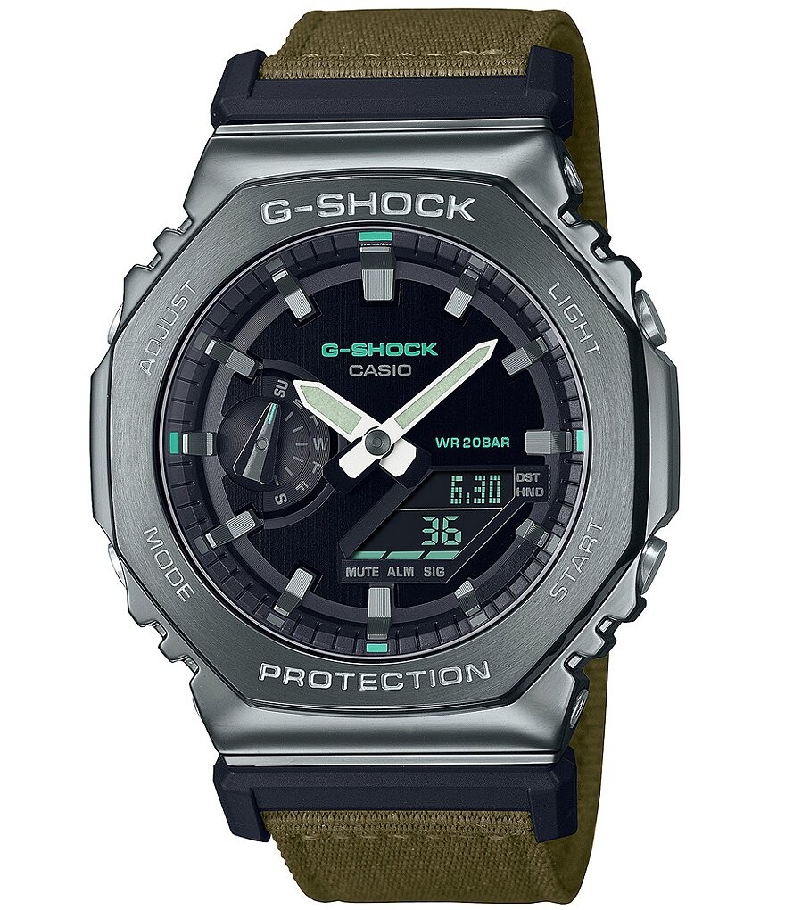 

Мужские часы G-Shock Ana-Digi с зеленым тканевым ремешком, зеленый