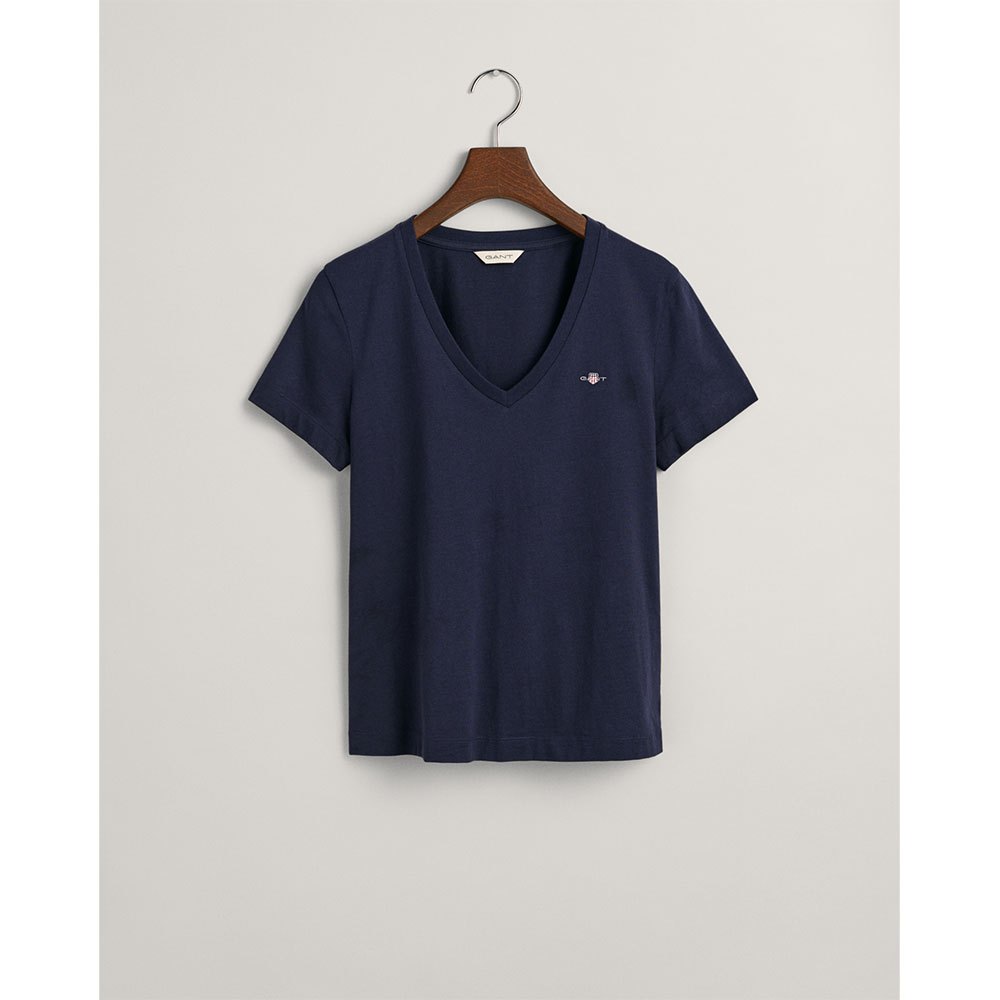 Футболка Gant Reg Shield Short Sleeve V Neck, синий футболка базовая slim shield v neck gant цвет white