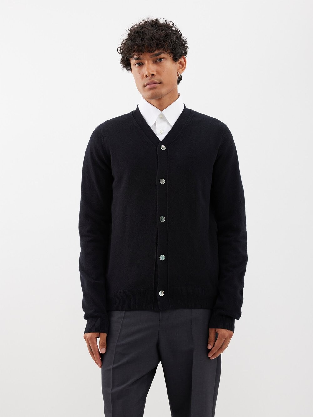 

Шерстяной кардиган с v-образным вырезом Comme Des Garçons, черный