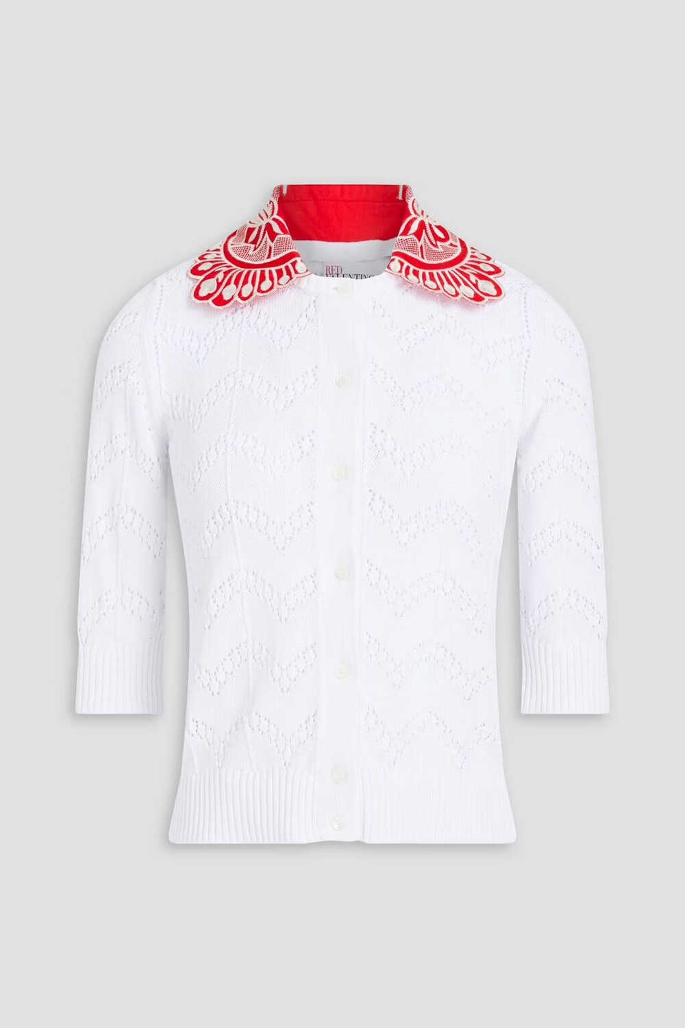 

Кардиган из хлопка и крючком с вышивкой Redvalentino, белый