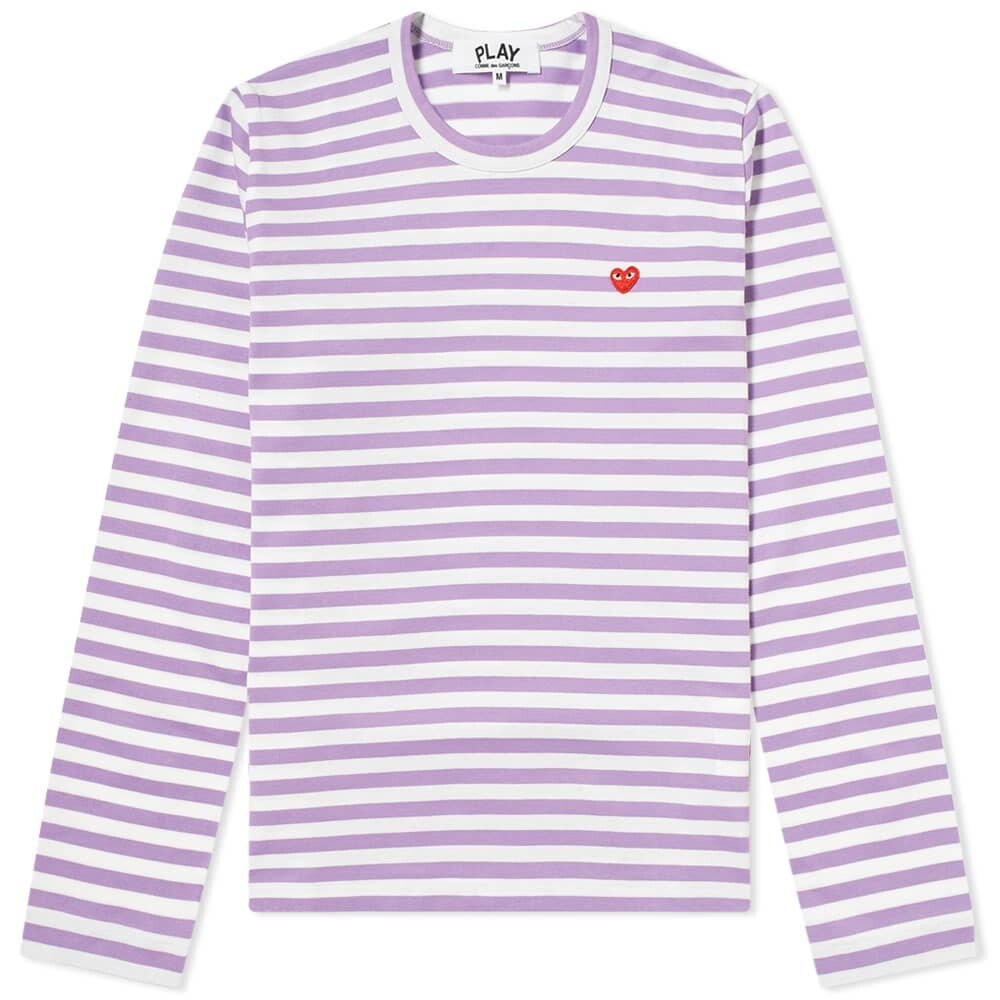 

Женская футболка Comme des Garcons Play в полоску с красным сердцем, фиолетовый