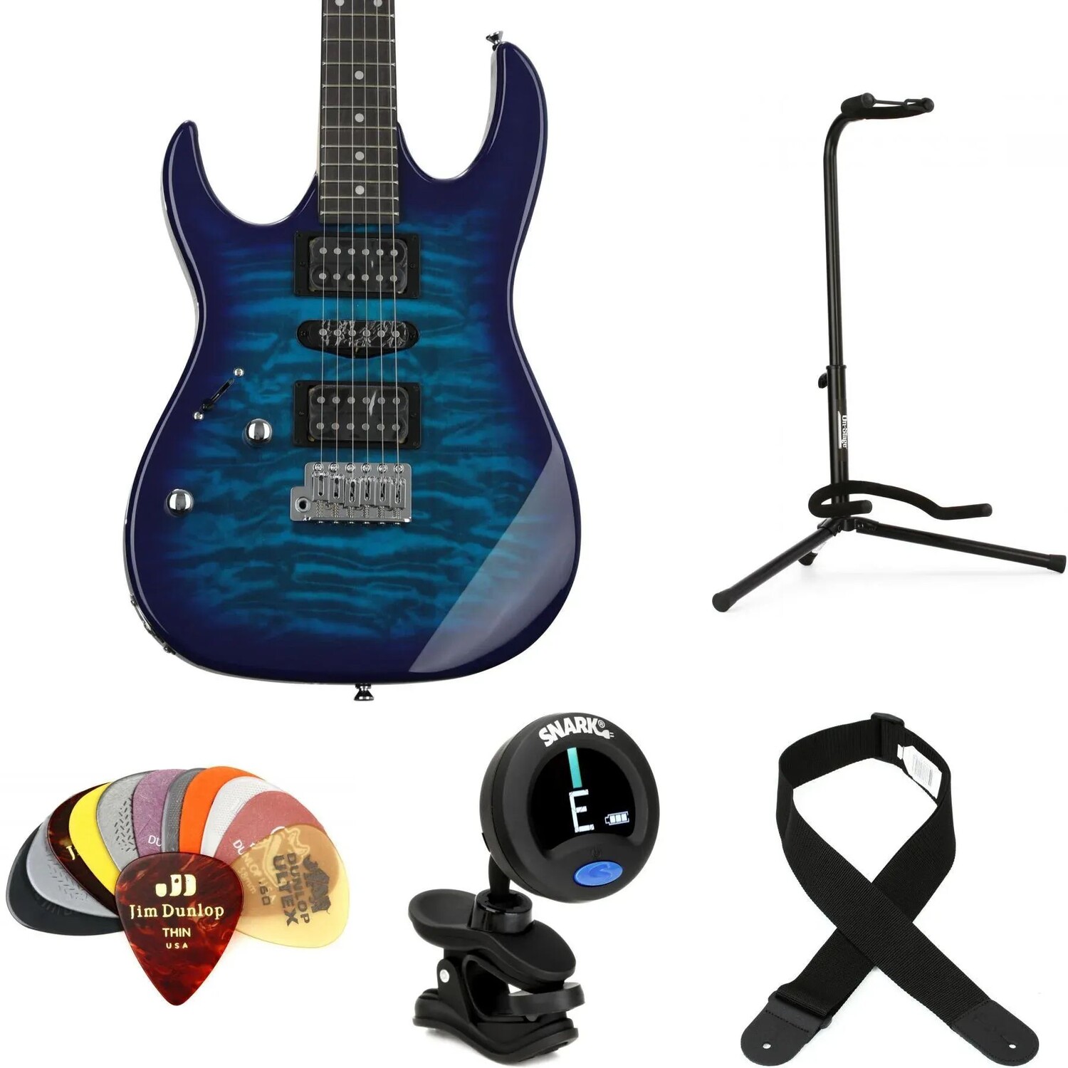 

Ibanez Gio GRX70QAL Комплект предметов для электрогитары для левой руки — Transparent Blue Burst
