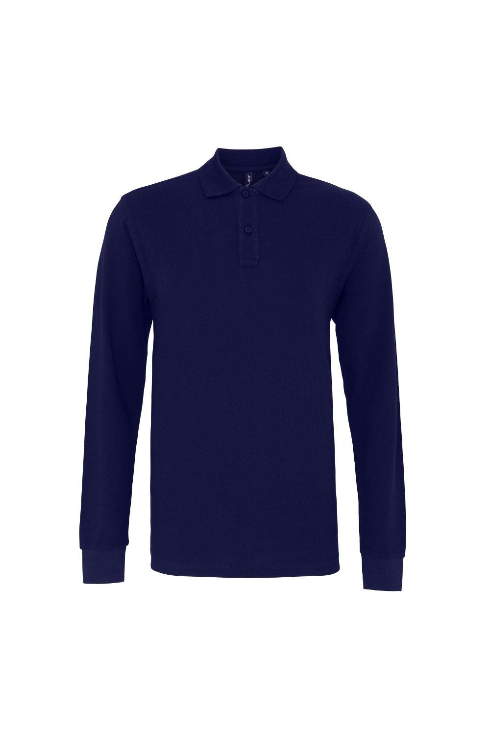 Рубашка поло классического кроя с длинными рукавами Asquith & Fox, темно-синий фото