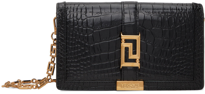 

Черная сумка на плечо с цепочкой Greca Goddess Versace