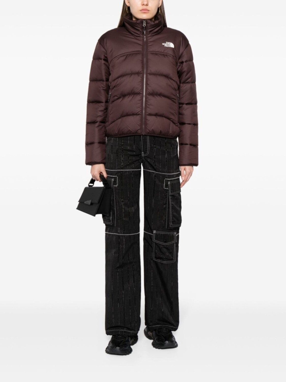 

Стеганая куртка с логотипом North Face и высоким воротом The North Face, коричневый