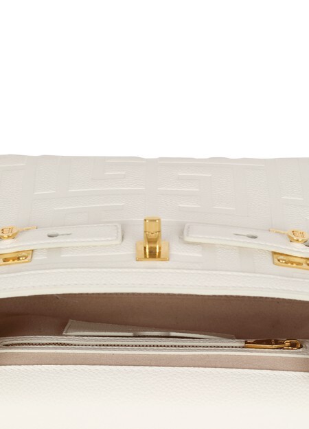 

Сумка B-Buzz 23 из зерненой кожи с монограммой Balmain, бежевый