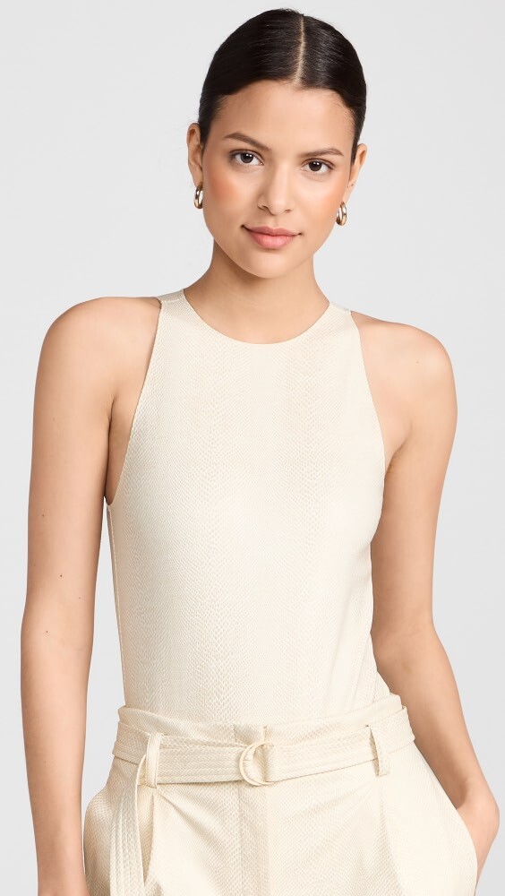 

Боди LAPOINTE Snake Faux Leather Halterneck, кремовый