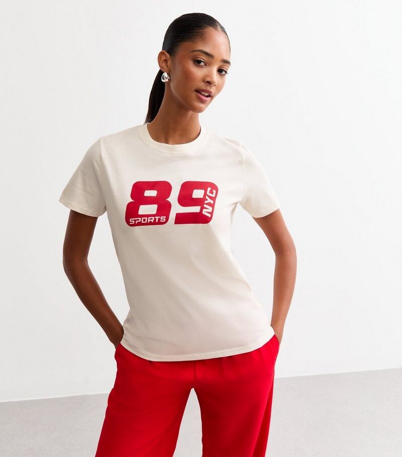 

Off-White Хлопковая футболка с принтом 89 New Look, белый