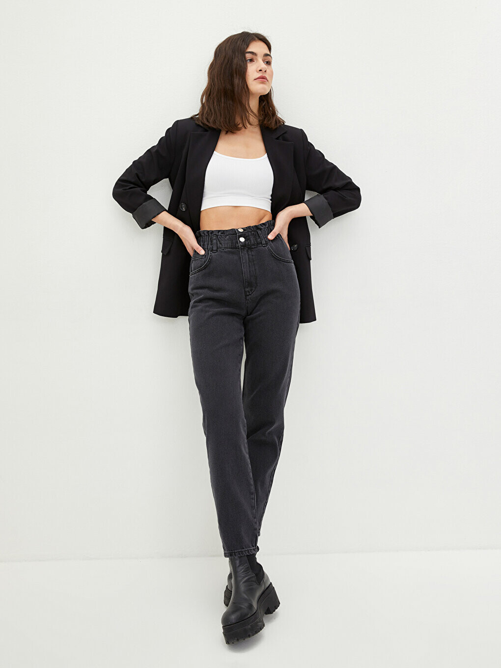 

Женские джинсовые брюки родео с напускными карманами и высокой талией LCW Jeans