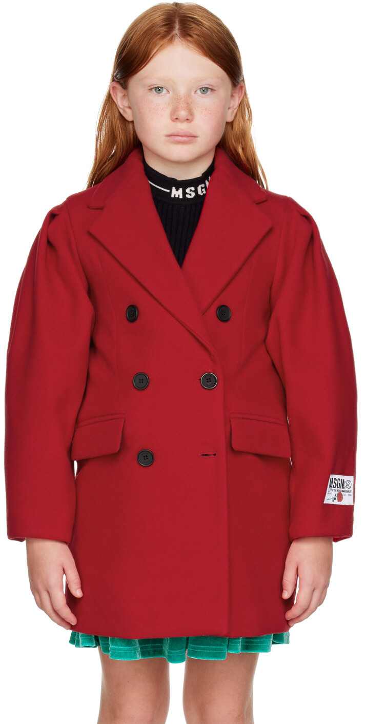 

MSGM Kids Детское красное двубортное пальто