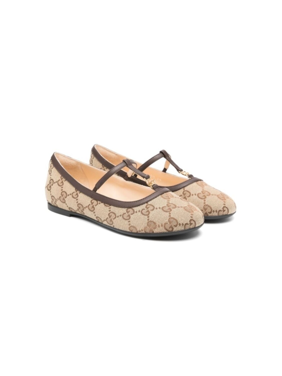 

Gucci Kids балетки из канваса с логотипом Double G, нейтральный цвет