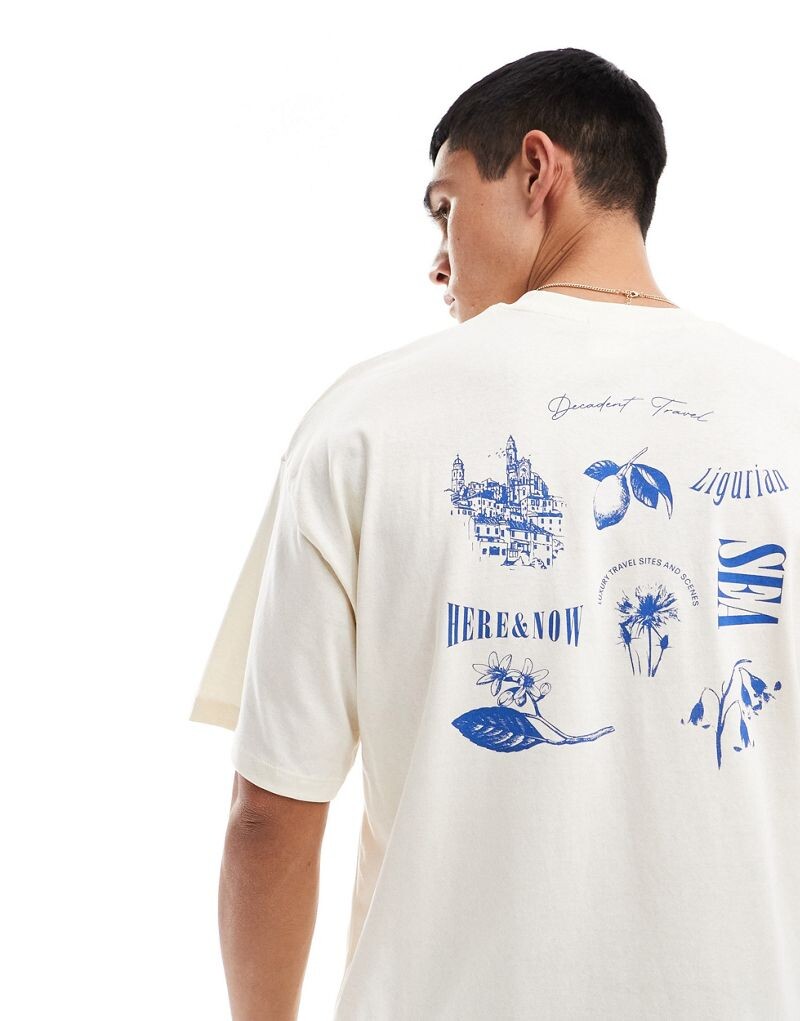 

Selected Homme — кремовая футболка оверсайз с принтом «Lemon Holiday»