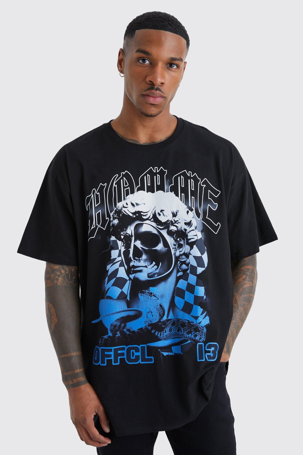 

Футболка oversize homme с графикой Boohoo, черный