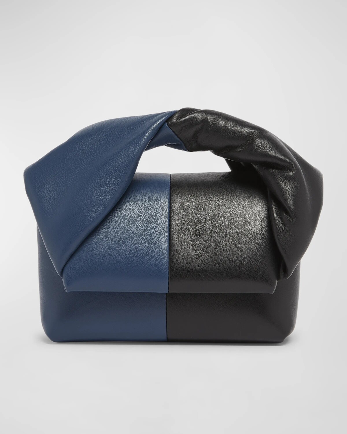 

Маленькая двухцветная кожаная сумка Twister с ручкой сверху Jw Anderson, цвет Navy Black