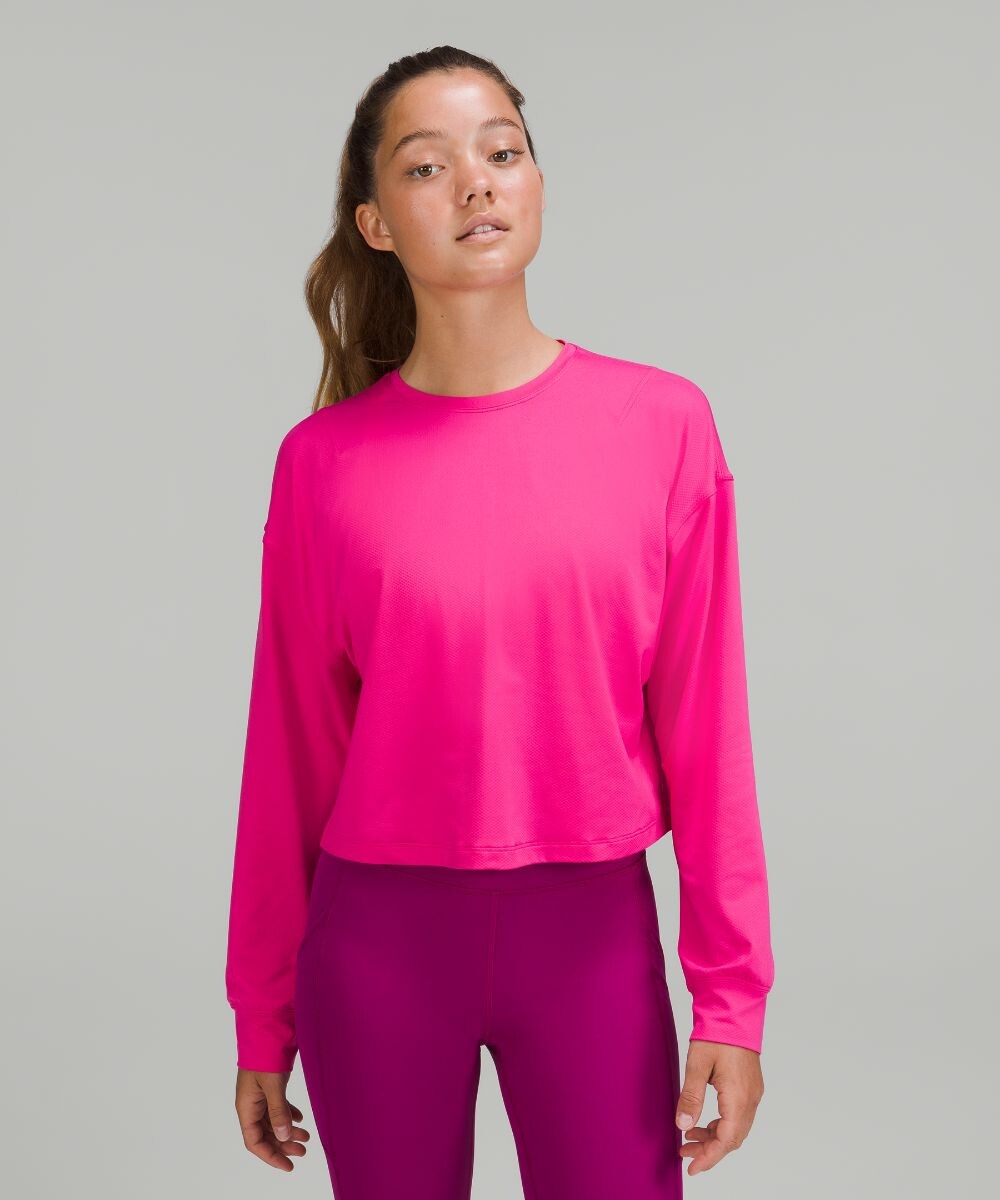 

Износостойкая тренировочная рубашка с длинными рукавами Lululemon, розовый