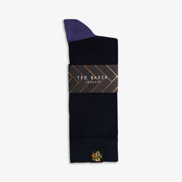 классические носки из смесового хлопка с цветочной вышивкой ted baker синий Классические носки из смесового хлопка с цветочной вышивкой Ted Baker, синий