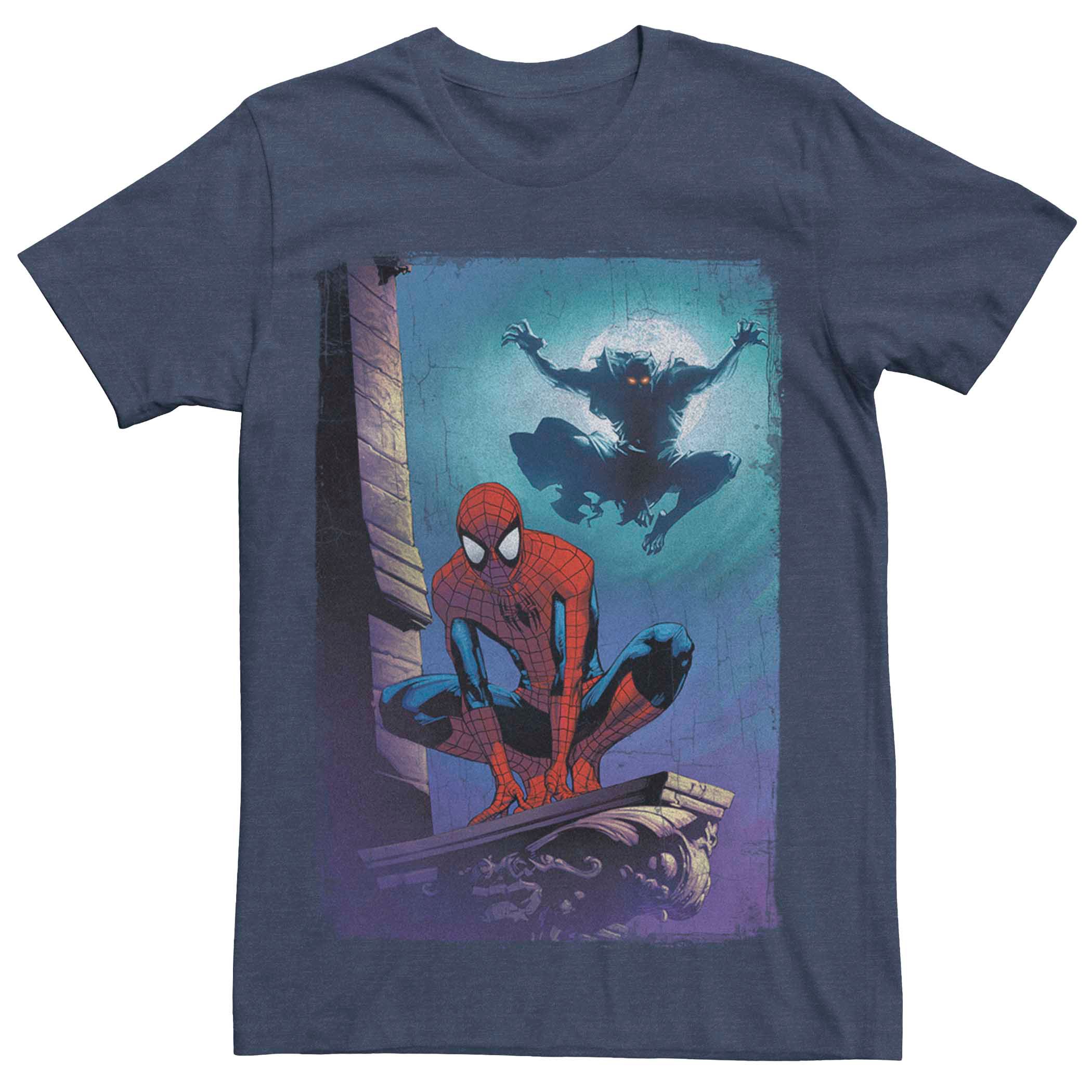 Мужская футболка с плакатом из мультфильма «Человек-паук Marvel» и гоблинами Licensed Character тканевые нашивки с вышивкой из мультфильма человек паук