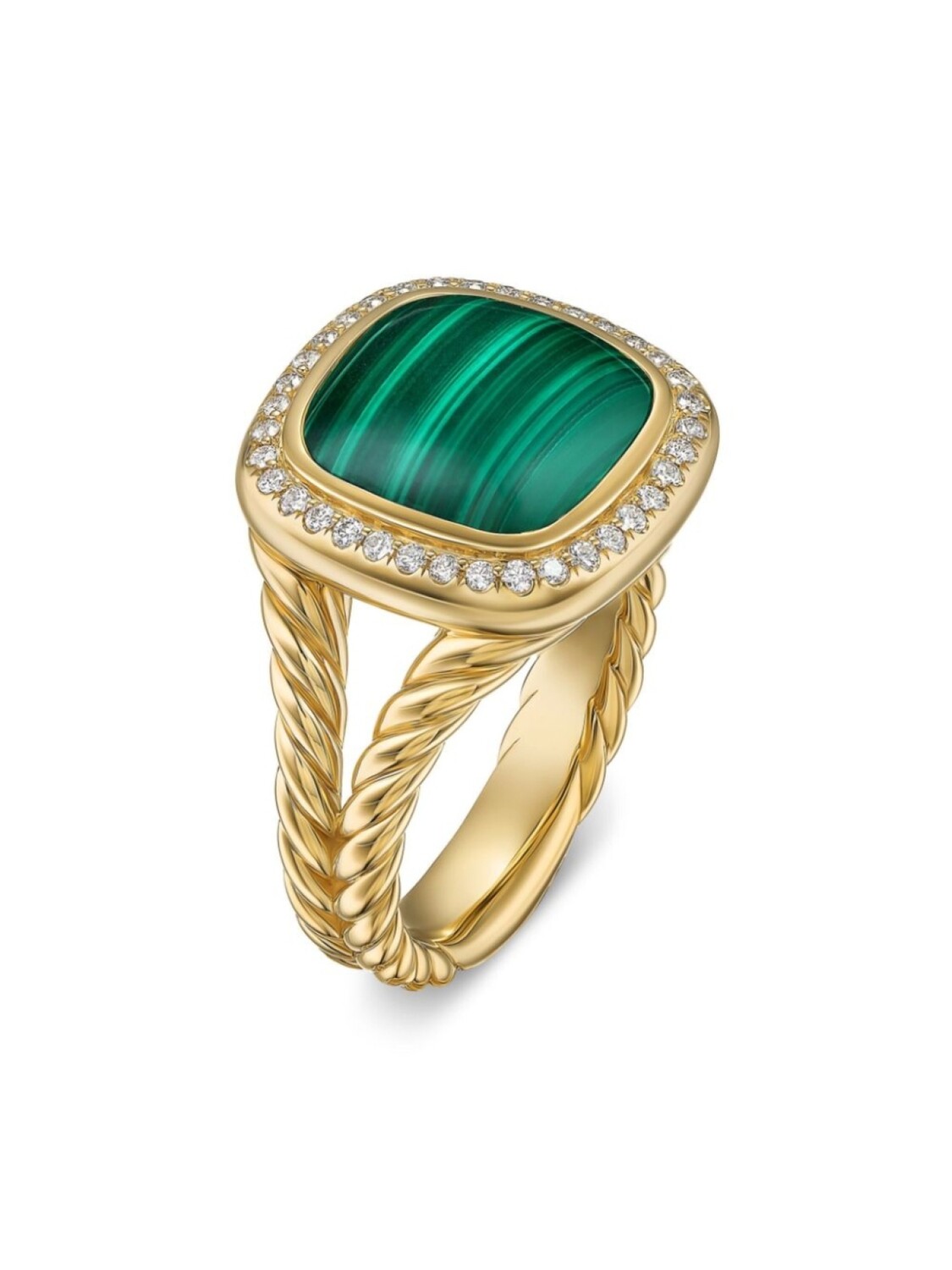 

Кольцо Albion из 18-каратного желтого золота с малахитом и бриллиантами David Yurman, золотой