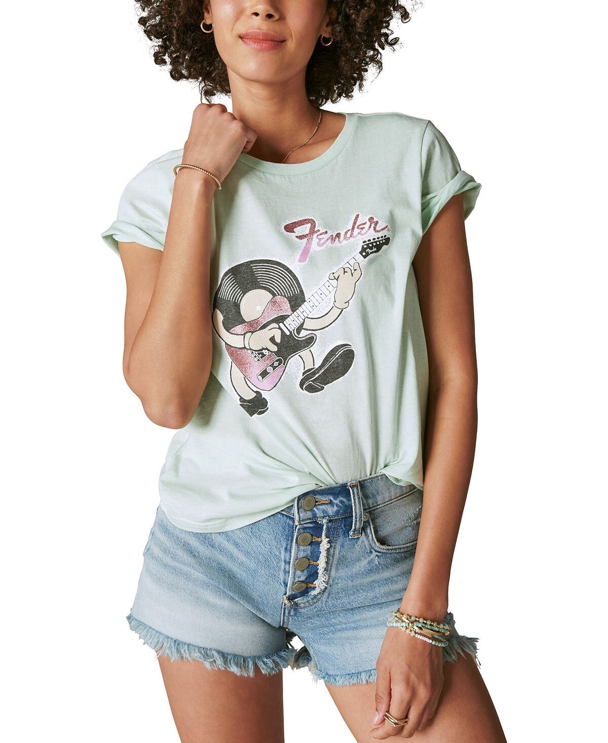 

Женская хлопковая футболка с рисунком Fender Lucky Brand