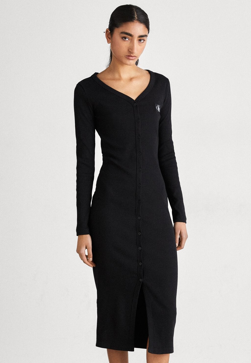 

Трикотажное платье LABEL LONG SLEEVE DRESS Calvin Klein Jeans, черный