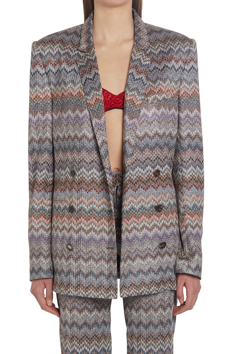 

Зигзагообразный двубортный блейзер с эффектом металлик MISSONI