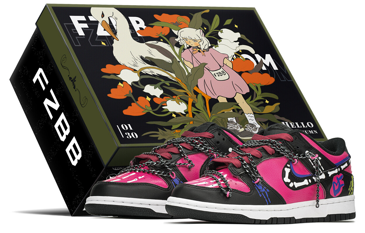 

Кроссовки Nike Dunk Skateboarding Shoes Women's Low-top Black/pink, черный