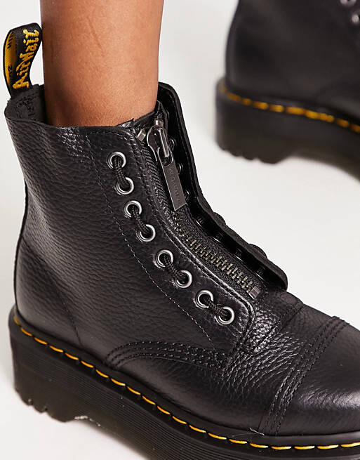 

Черные кожаные ботинки на молнии на плоской платформе Dr Martens Sinclair