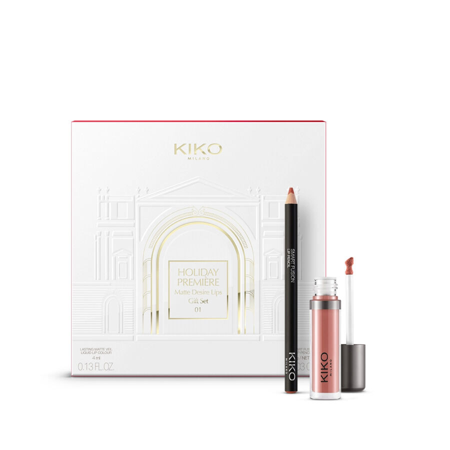 Набор для макияжа губ 02 знаменитая роза Kiko Milano Holiday Première Matte Desire Lips Gift Set, 1 комплект цена и фото