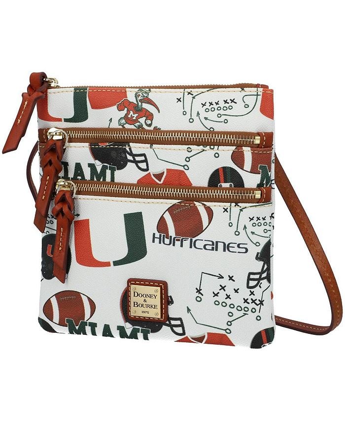 

Женский кошелек Miami Hurricanes College Game Day с тройной молнией через плечо Dooney & Bourke, белый