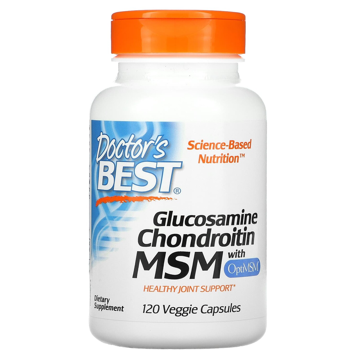 

Глюкозамин, хондроитин и МСМ с OptiMSM, 120 вегетарианских капсул, Doctor's Best