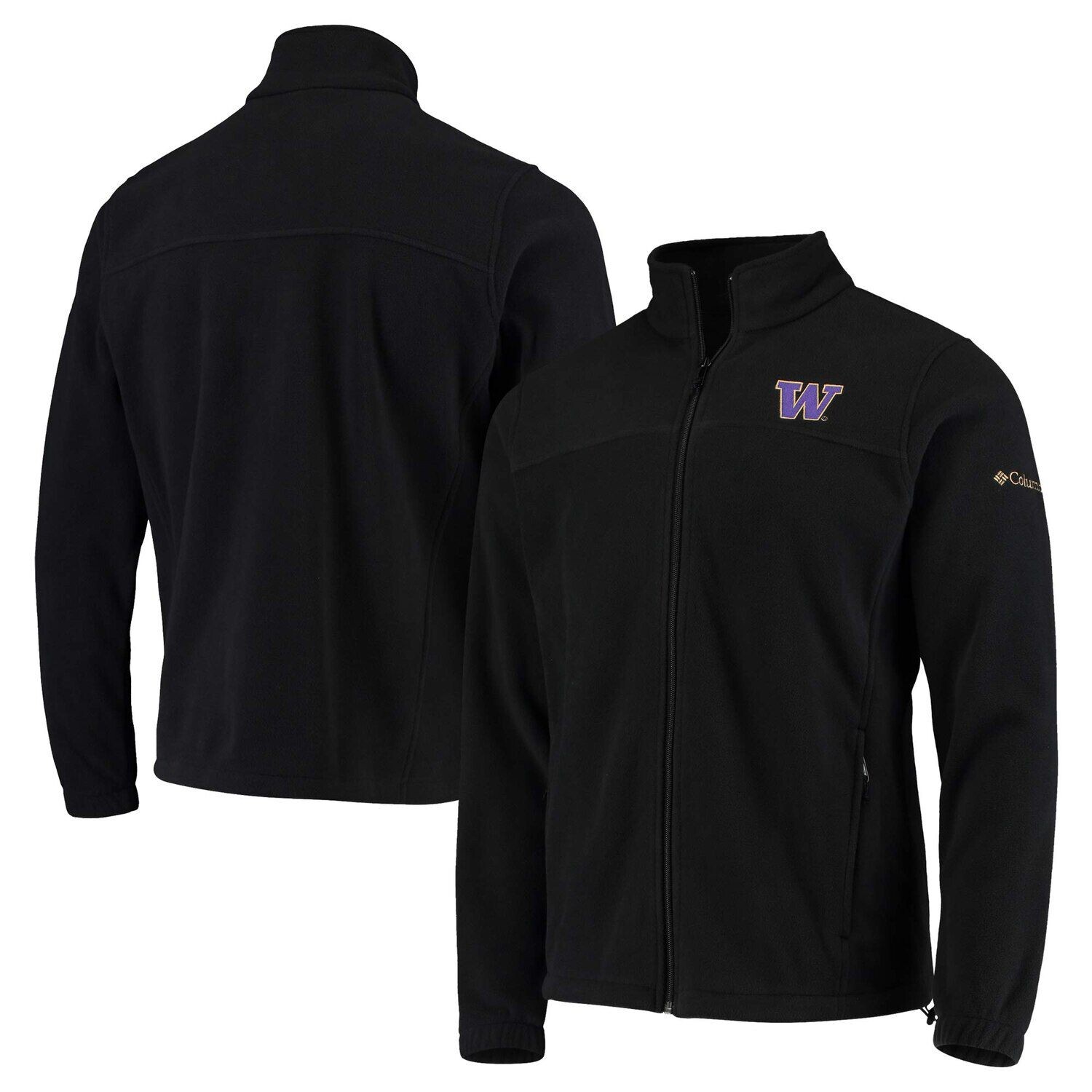 

Мужская флисовая куртка Columbia Black Washington Huskies Flanker III с молнией во всю длину
