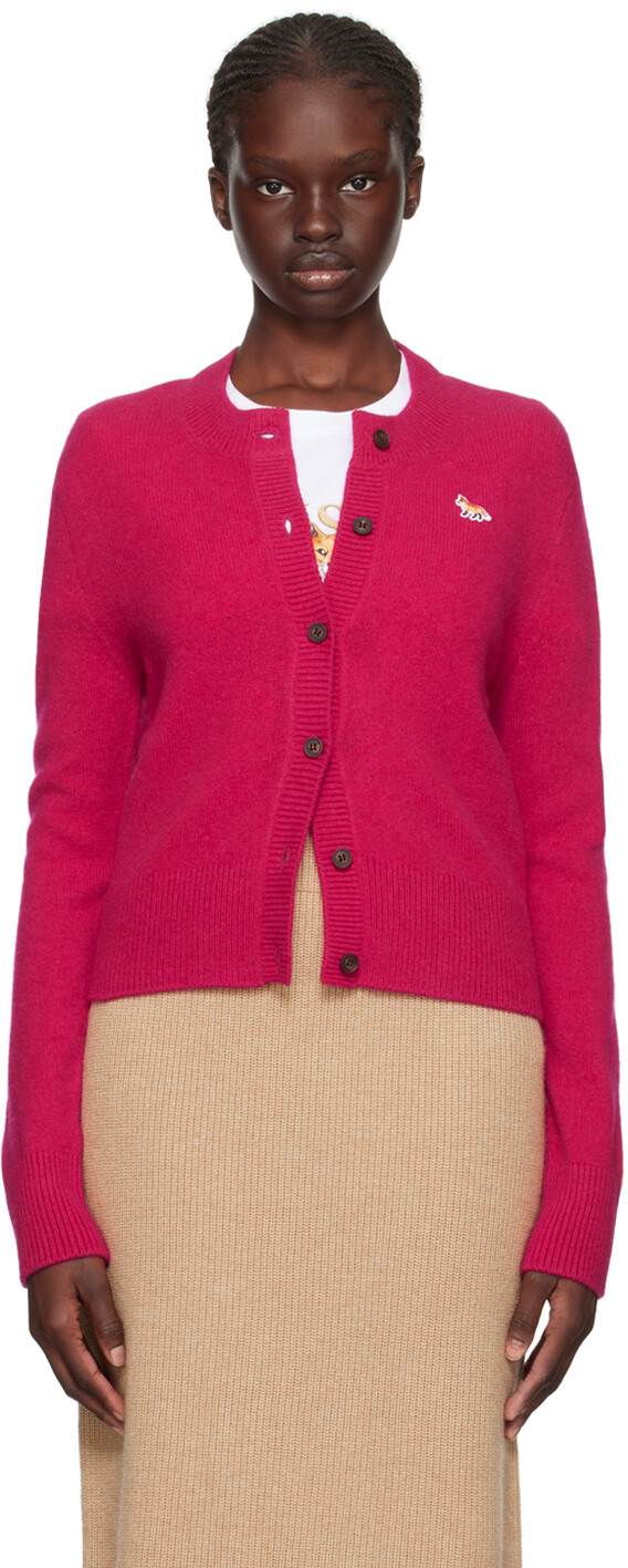 

Розовый кардиган с нашивкой Baby Fox Maison Kitsune