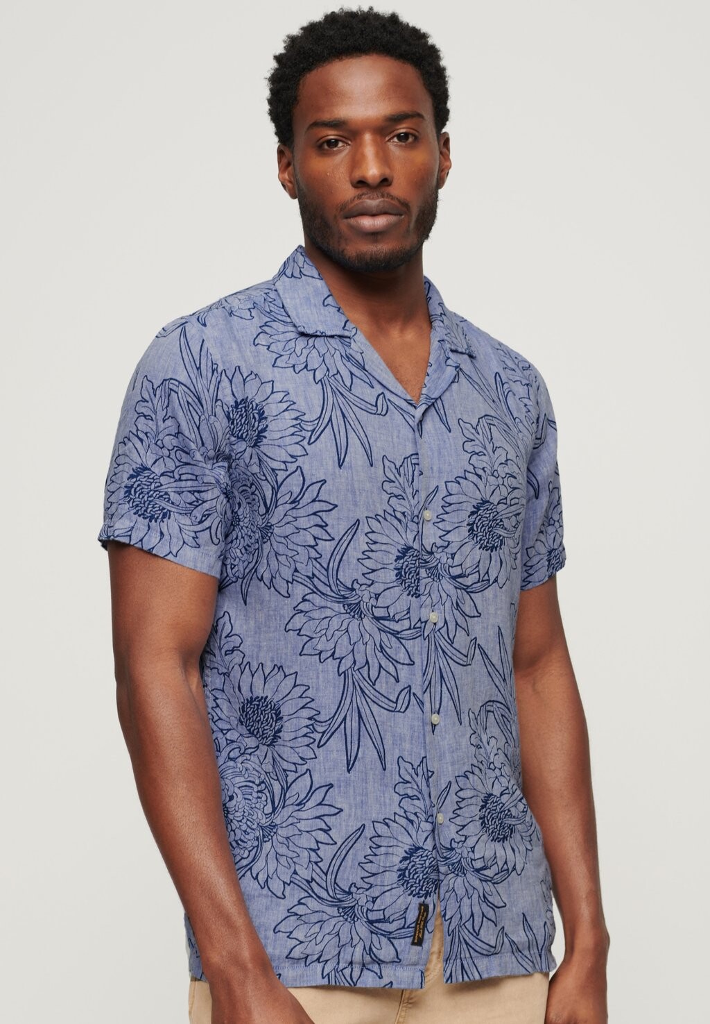 

Рубашка OPEN COLLAR PRINTED Superdry, светло-синий