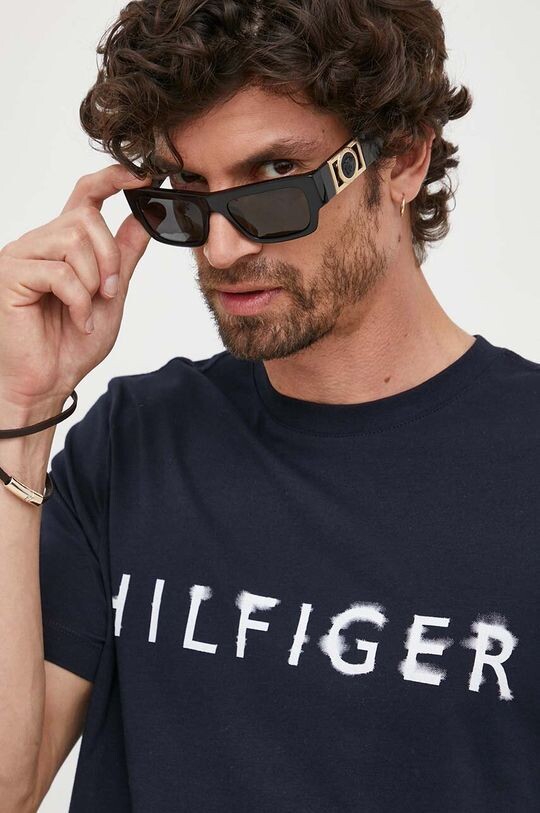 

Хлопковая футболка Tommy Hilfiger, темно-синий