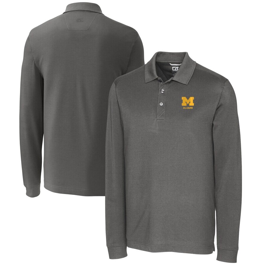 

Поло с длинным рукавом Cutter & Buck Michigan Wolverines, серый